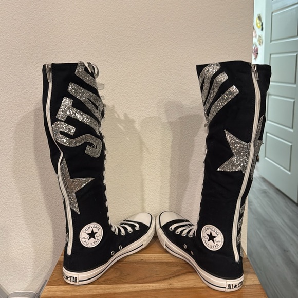 FIRM - Converse All Star Glitter Chuck Taylor Tall Knee High Sneakers - Picture 4 of 12